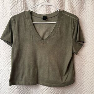 Olive V-Neck Crop Top